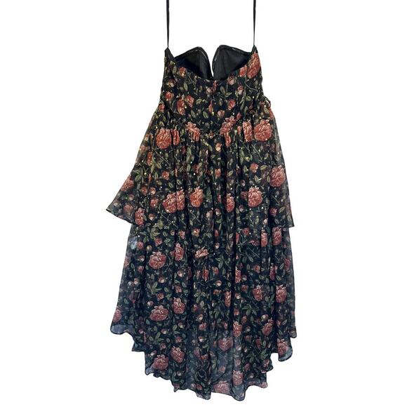 Forever Unique Strapless Witchygoth Fairy Prom Dress Maxi Sheer Roses Size 8 - Picture 8 of 10